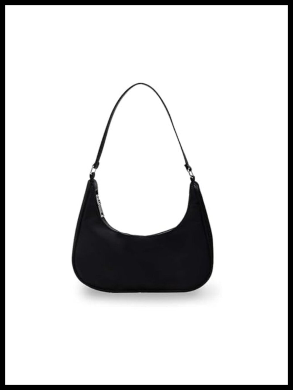 Nylon Crescent Shoulder Bag with Zipper Small Handbag for Women